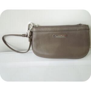 CALVIN KLEIN Wristlet Wallet Womens Brown Zip Clouser 6.5" x 4"